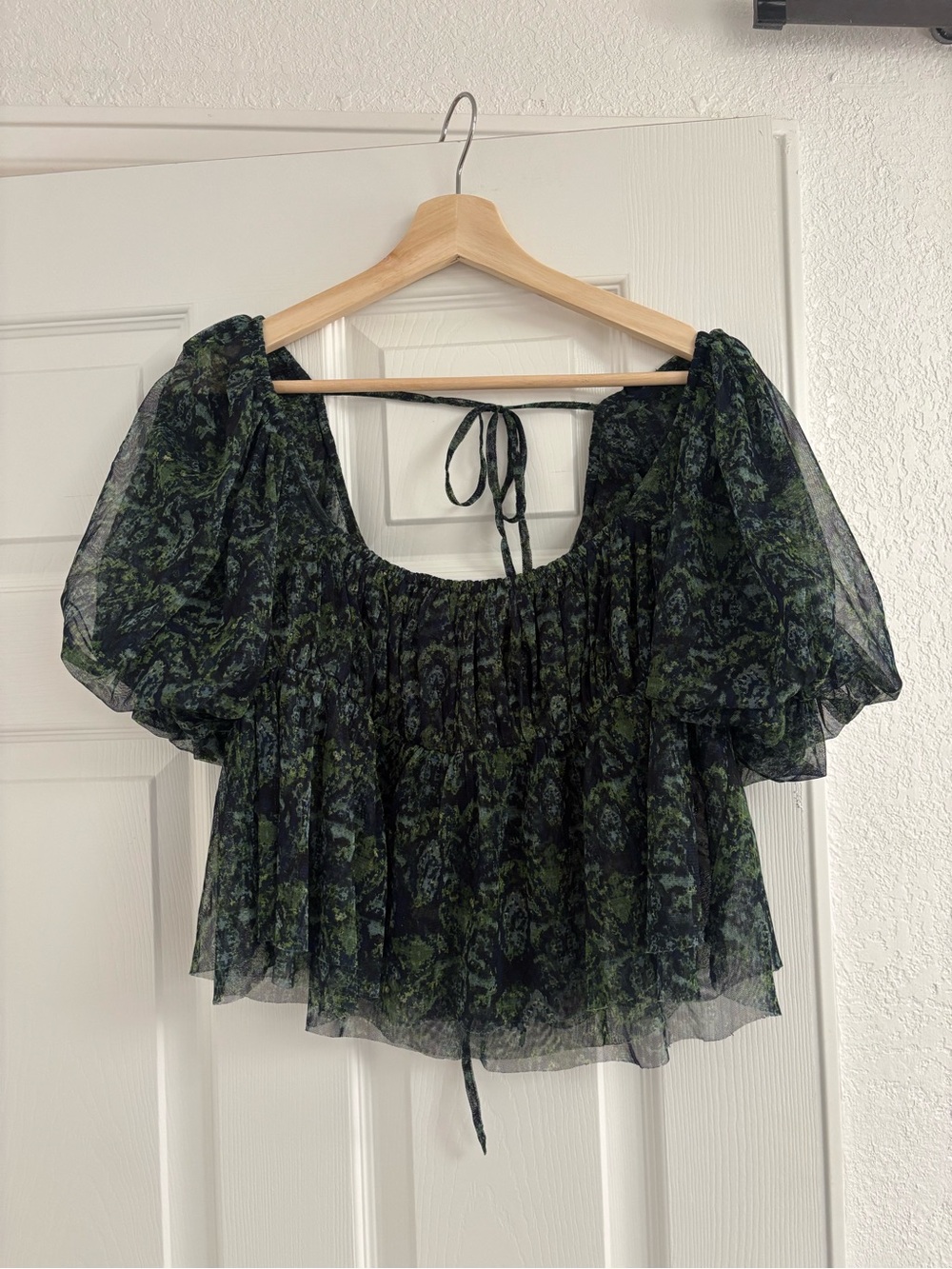 Free People Penelope green and blue mesh top size m